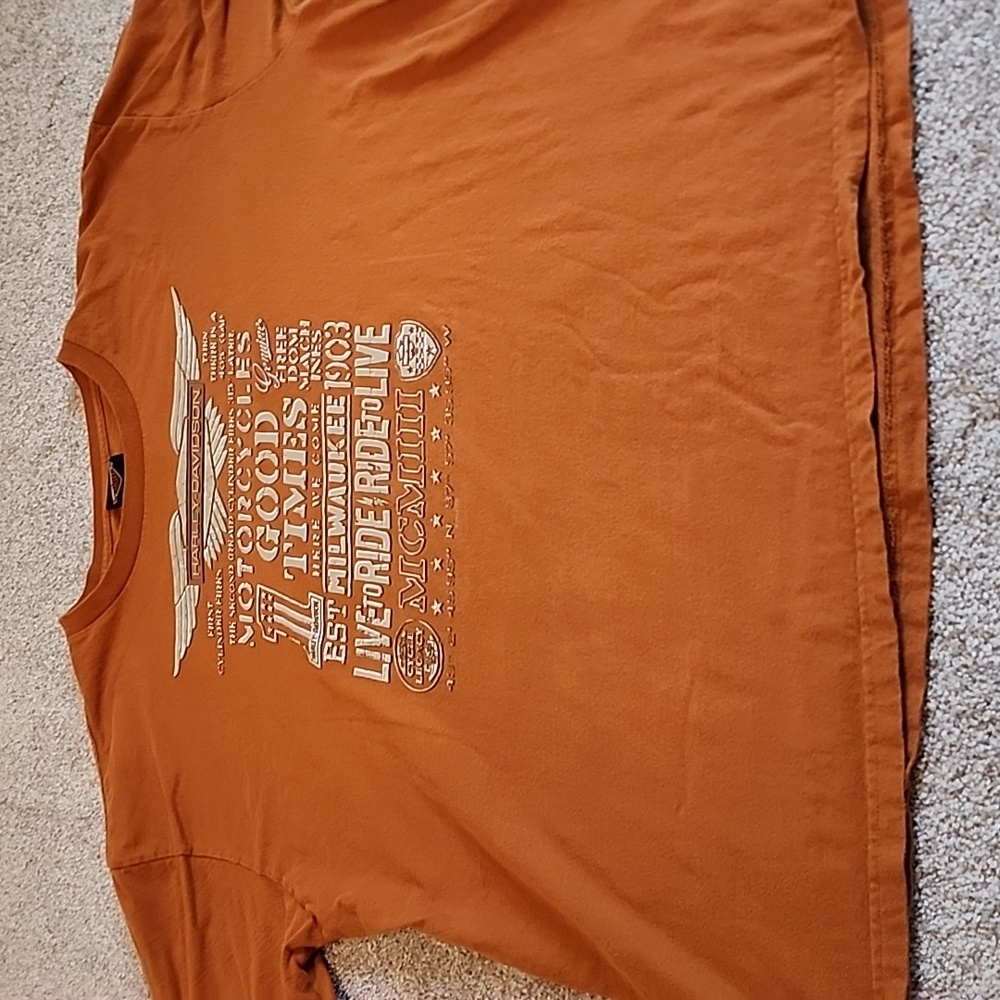 Harley-Davidson Mens Live To Ride Orange T-Shirt Orange Size 2XL